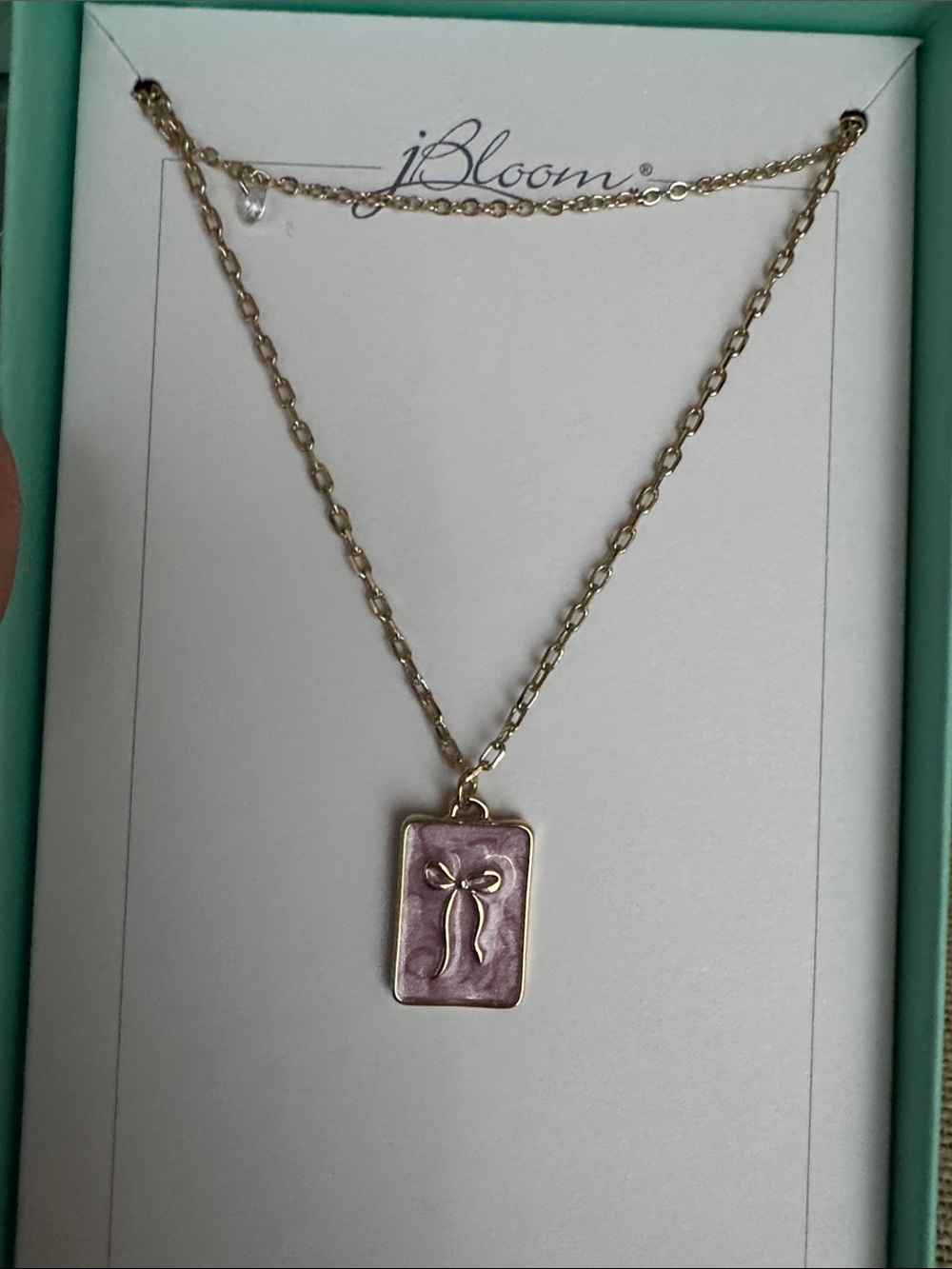 bloom Fashion Trendy Lavender Pendant Bow Necklace Delicate Gold Chain Jewelry